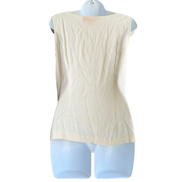 Tory Burch Ivory Crepe Silk Tank Top Womens 8 3D Square Detail Sleeveless Blouse - Picture 2 of 3